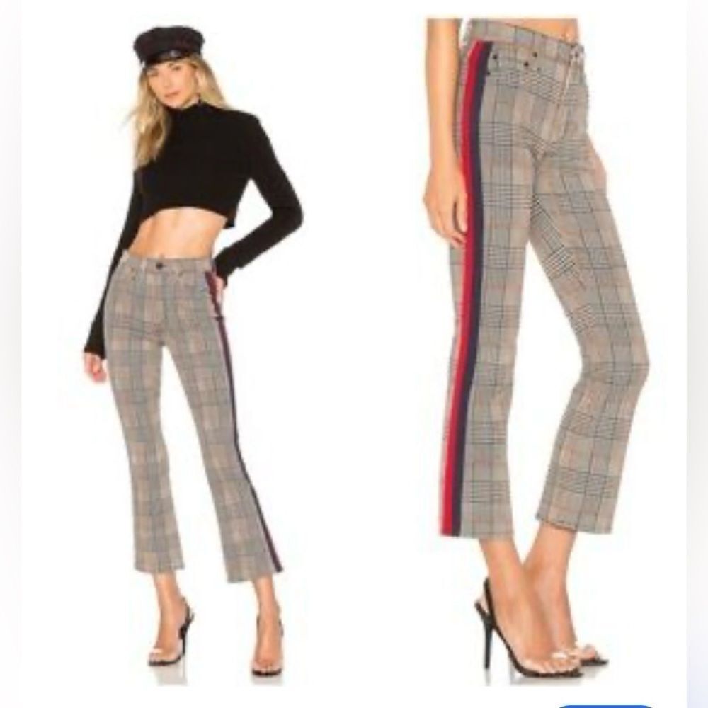 Mother Jeans Insider Ankle Plaid Side Stripe High Rise